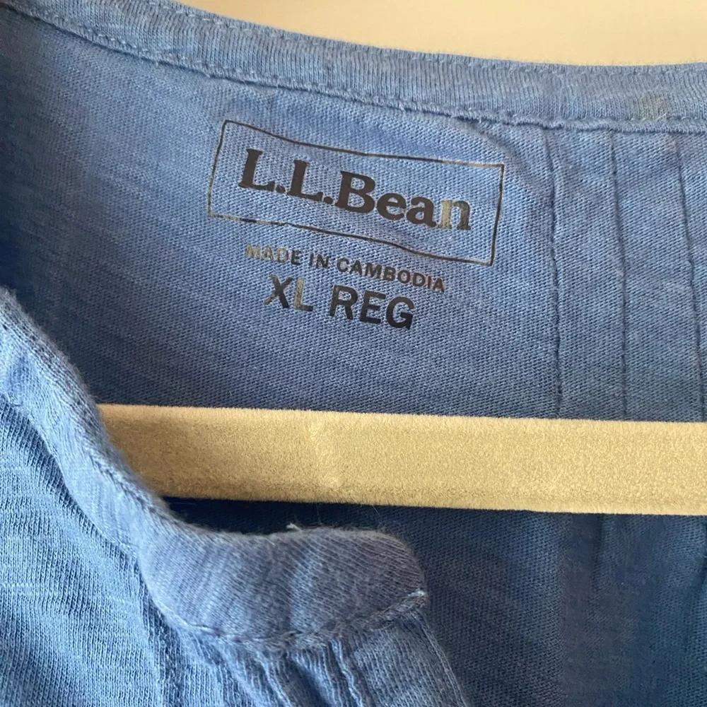 Ll Bean lake blue 3/4 sleeve organic cotton tee pintuck notch neck XL - Picture 2 of 5